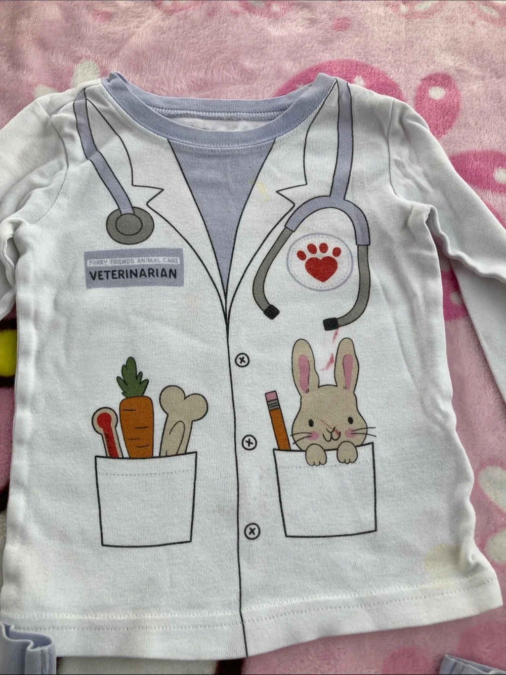 100% Cotton Light Blue Bunny Veterinarian Pajama Set